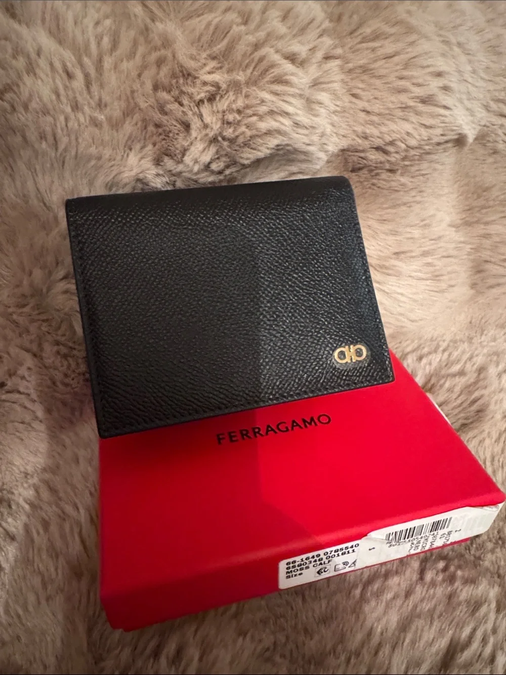 Salvatore Ferragamo Black Leather Card & Key Holder with Gold Gancini Accent